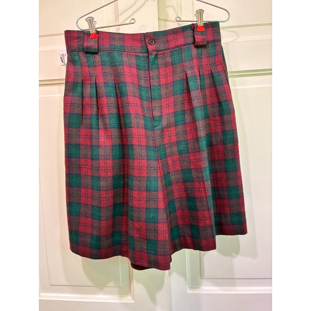Briggs New York Golf Zip Skirt Shorts Small 14 Burgandy Tartan Wool Preppy